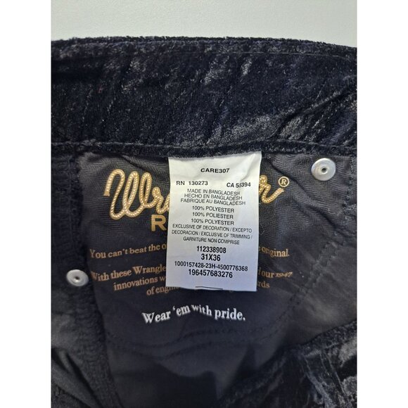 NEW Wrangler Retro Women's Velvet Black Hi Rise Flare Pants 31X36 New Tags XL - Picture 8 of 11